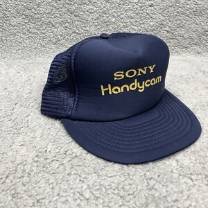 Sony Handycam Snapback Trucker Hat Vintage 80s Otto Navy Blue Cap Adult One Size